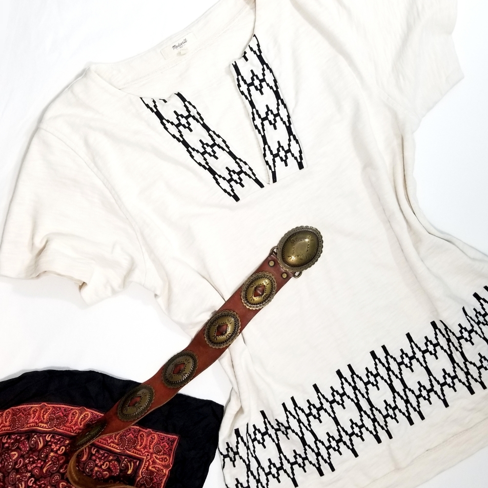 MADEWELL》heavyweight cotton ethnic Embroidered top